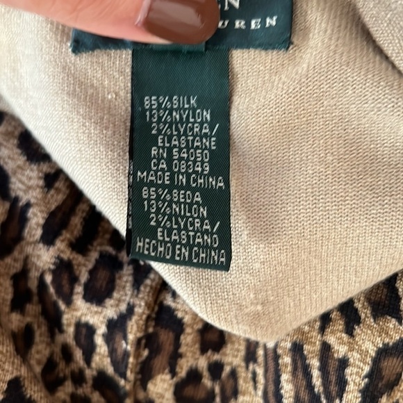NWOT Lauren Ralph Lauren l Silk Blend Animal Print Cardigan - Picture 7 of 7
